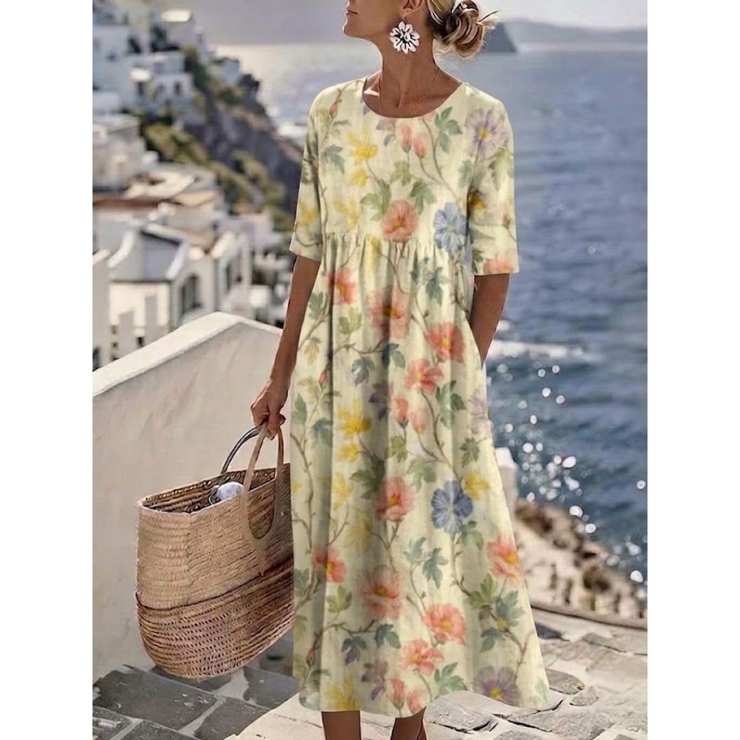 Aurelia™ - Robe Midi Florale Élégante d&