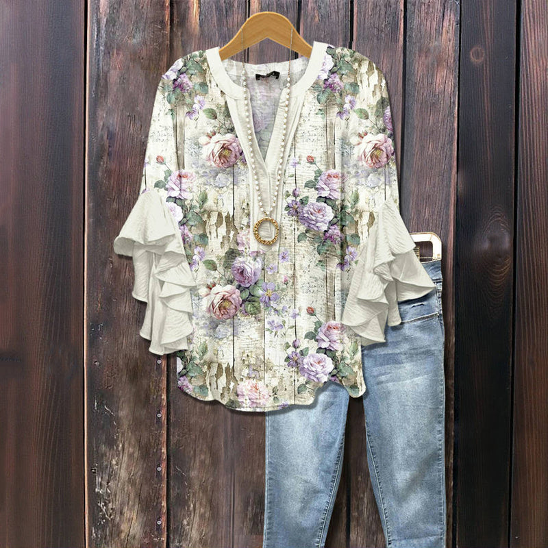 Casual Floral Print Blouse