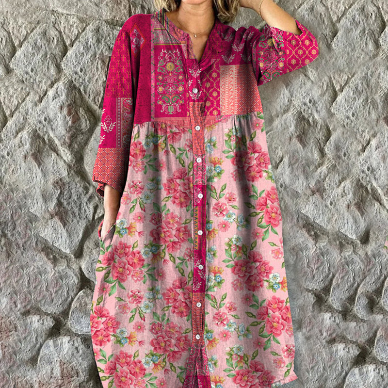 Vintage Floral Print Dress