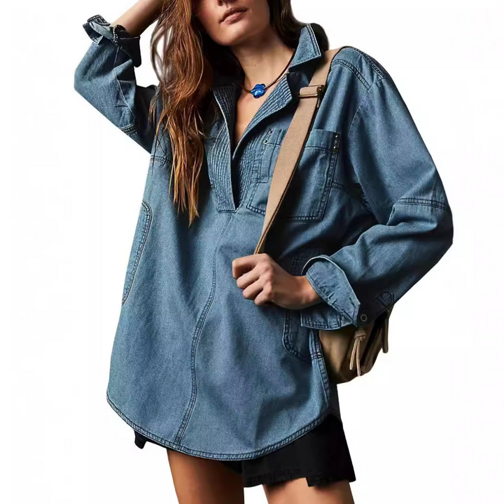 Emilia | Tunique en Denim Chic à Col en V