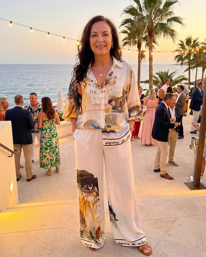 Calyra | Blouse à Imprimé Artistique et Ensemble de Pantalons Amples