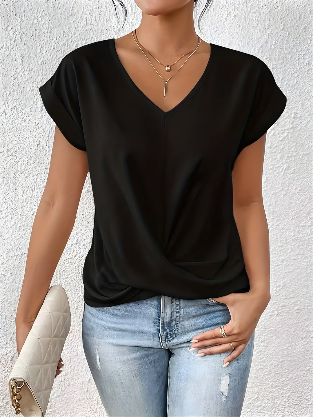 BELLA | Haut V-Cou Détail Twist Classique