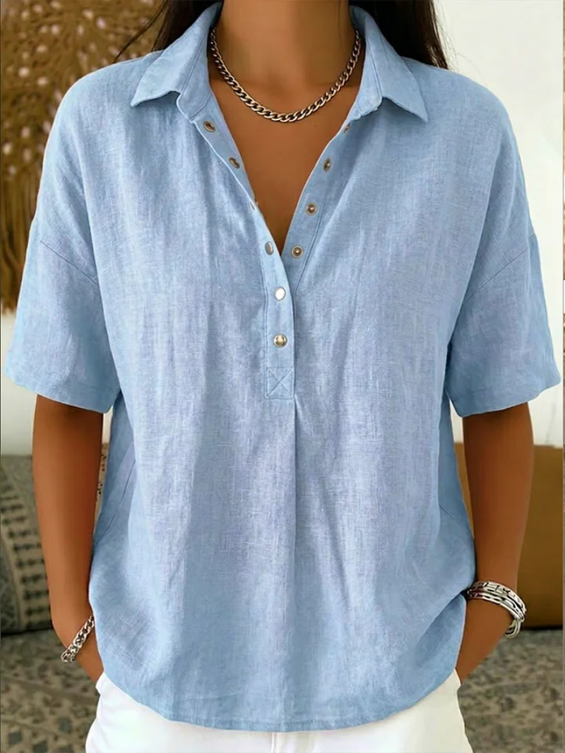 Rachel | Collared Button Detail Blouse