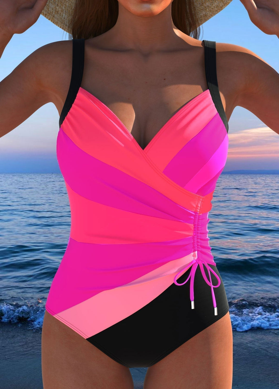 Maillot de bain enroulé luxueux avec imprimé coloré