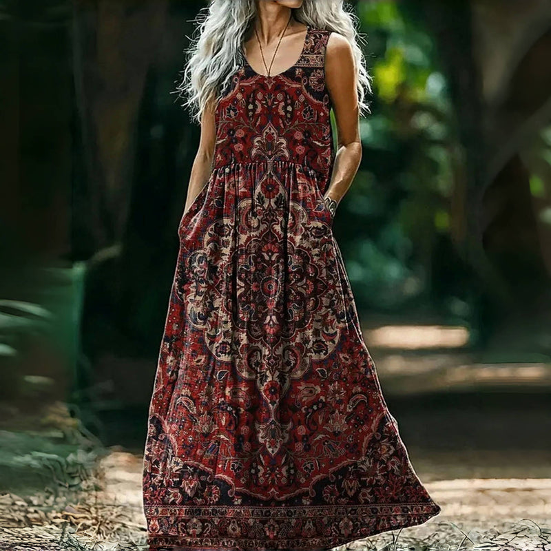 Vintage Ethnic Print Dress