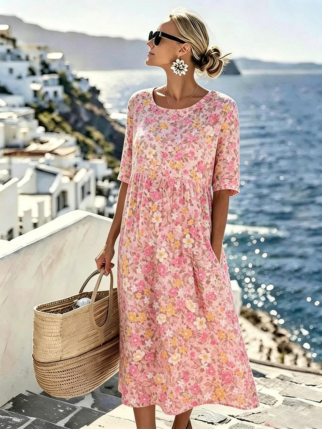 Grace™ - Robe Midi Élegante à Fleurs d&