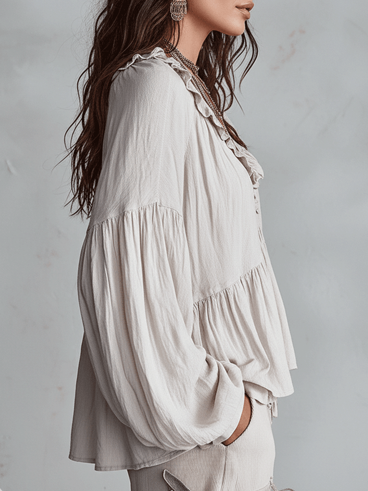 Blouse Bohémienne Douce à Volants Inspirée du Vintage