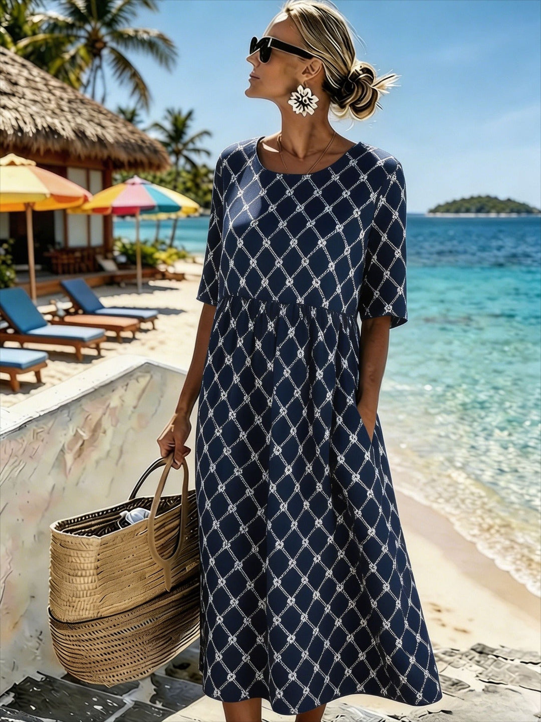 Nadia™ | Robe Midi Élégance Côtière