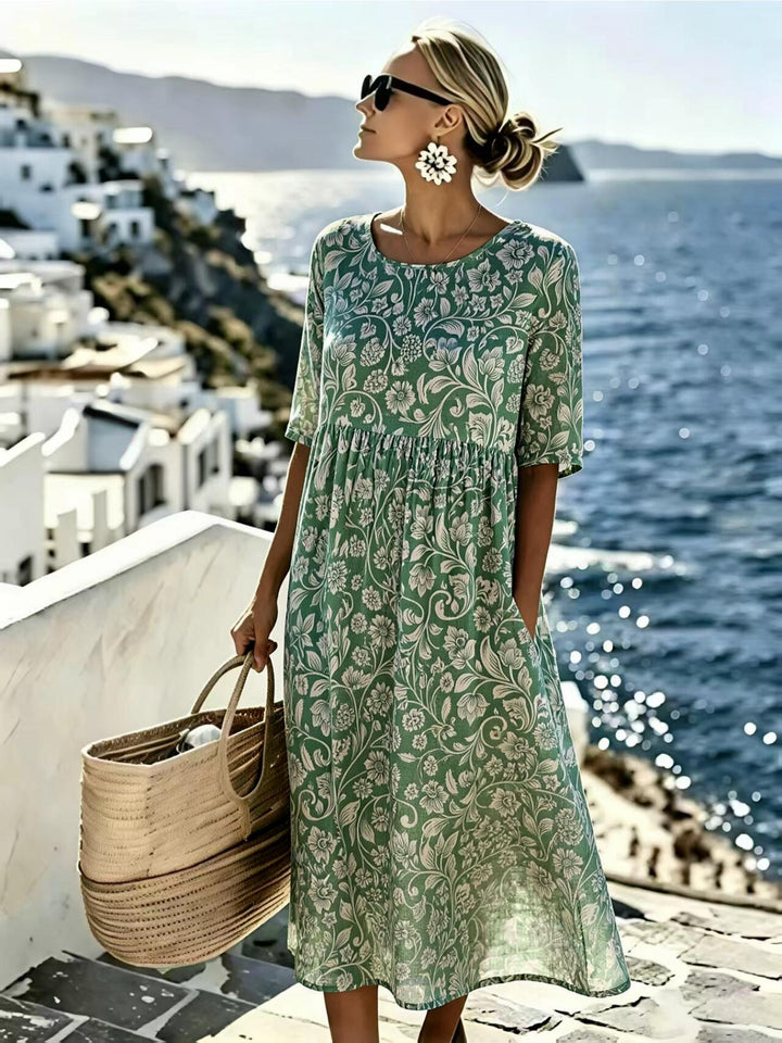 Amelia™ - Robe Midi Fleurie Élégante d&