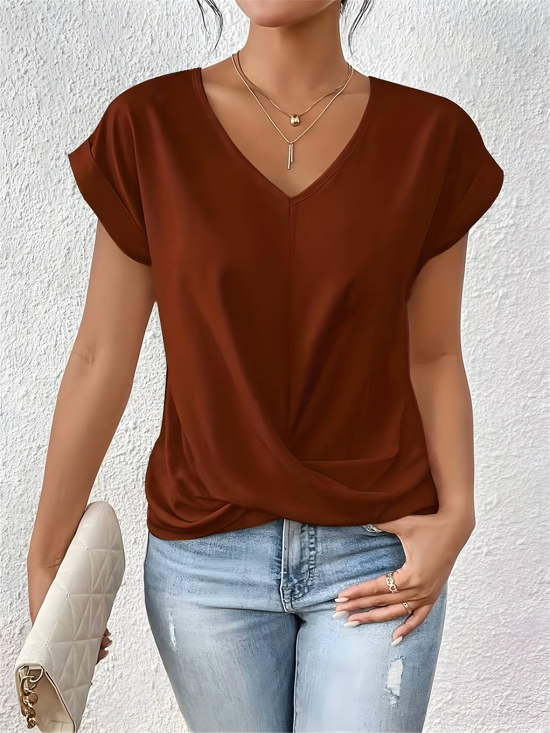 BELLA | Haut V-Cou Détail Twist Classique