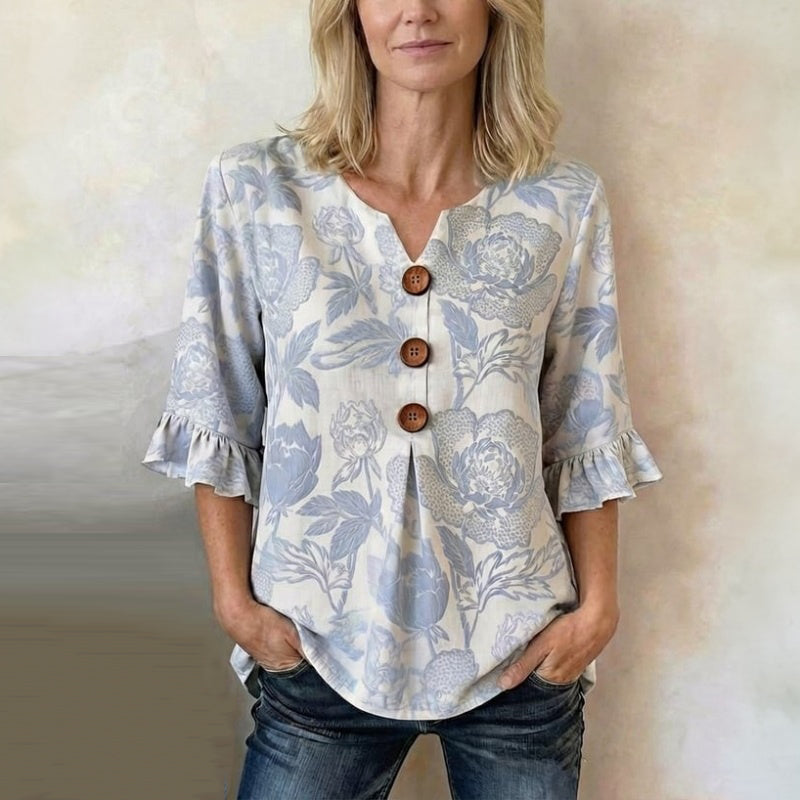 Vintage Floral Print Blouse