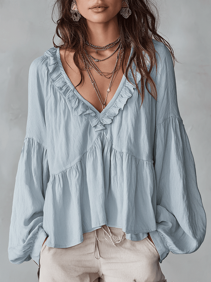 Blouse Bohémienne Douce à Volants Inspirée du Vintage
