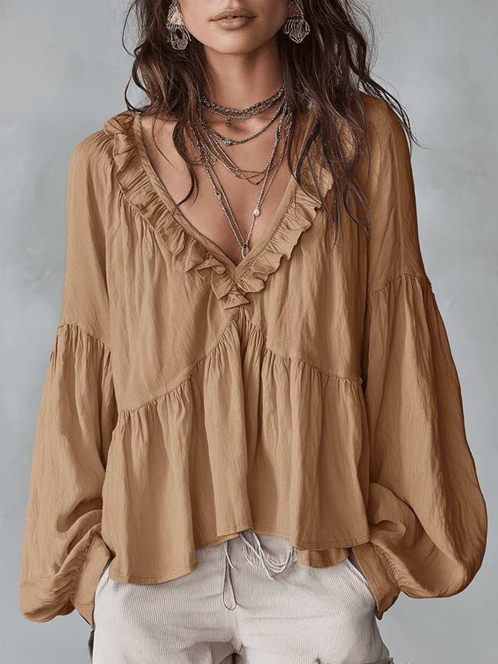 Blouse Bohémienne Douce à Volants Inspirée du Vintage