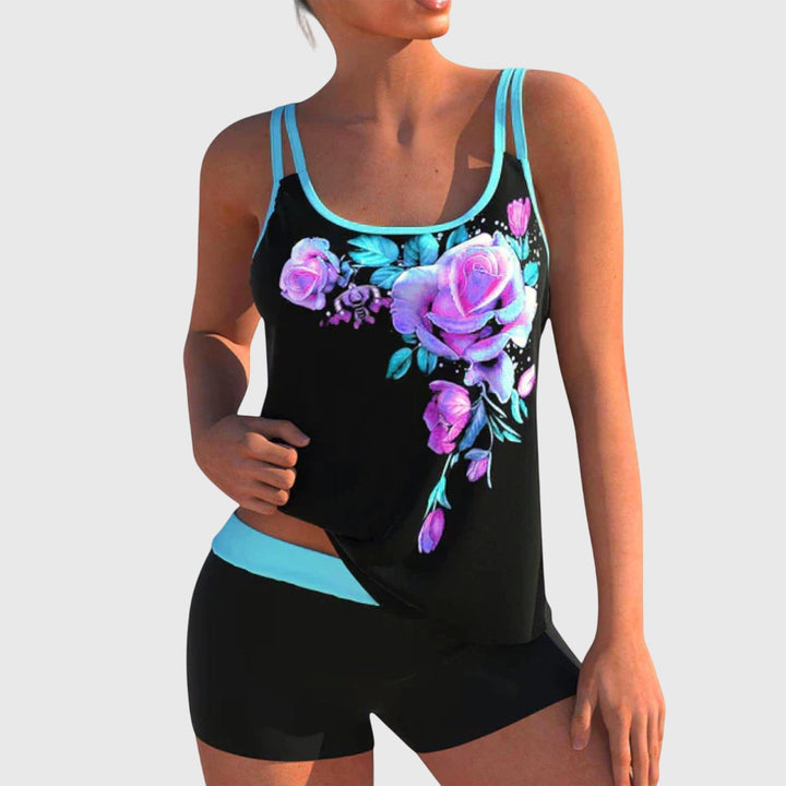 Flower - Floral swimsuit that covers the belly