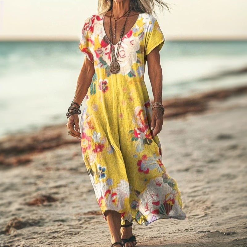 Vintage Floral Print Dress