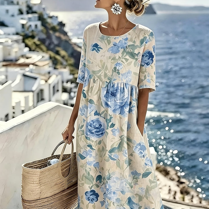 Evie™ - Robe Midi Élegante à Fleurs d&