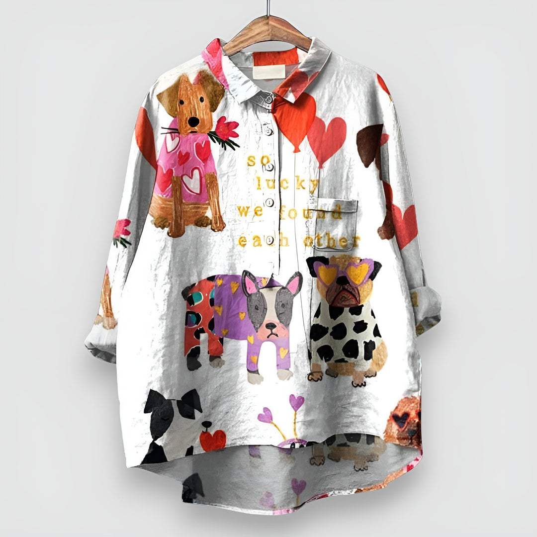 Kathrin - Blouse pour femmes avec imprimé de chiens