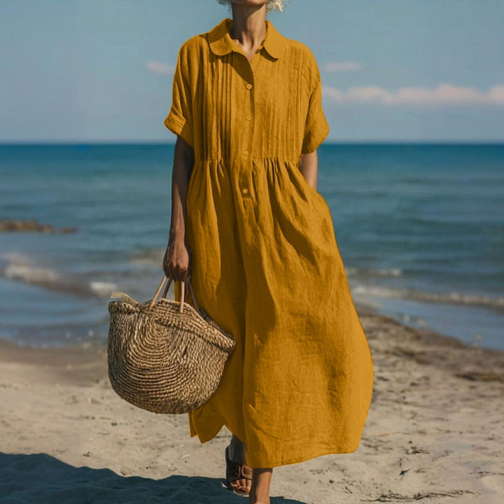 Arianne | Elegant Fluid Cotton Shirt Dress