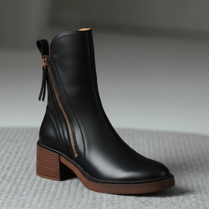 Aveline - Bottes cuir noir élégantes & confortables