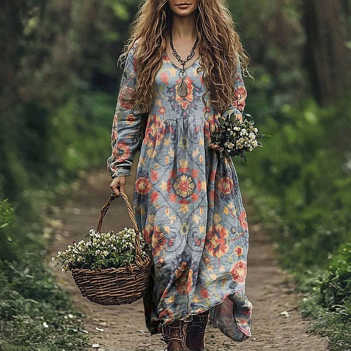 Vintage Ethnic Print Dress