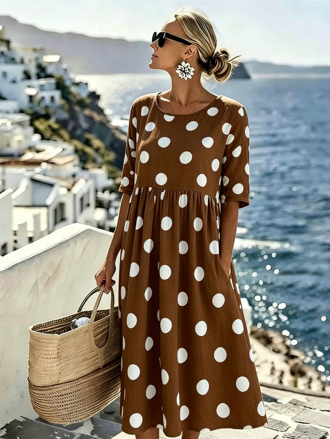 Penelope™ | Robe Midi à Pois Classique