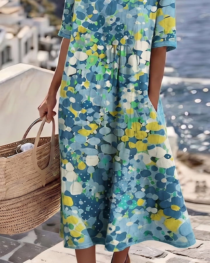 Elena™ - Robe Midi Élegante à Fleurs d&