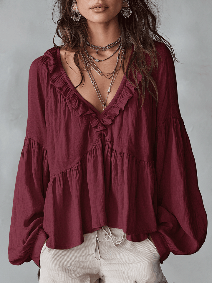 Blouse Bohémienne Douce à Volants Inspirée du Vintage