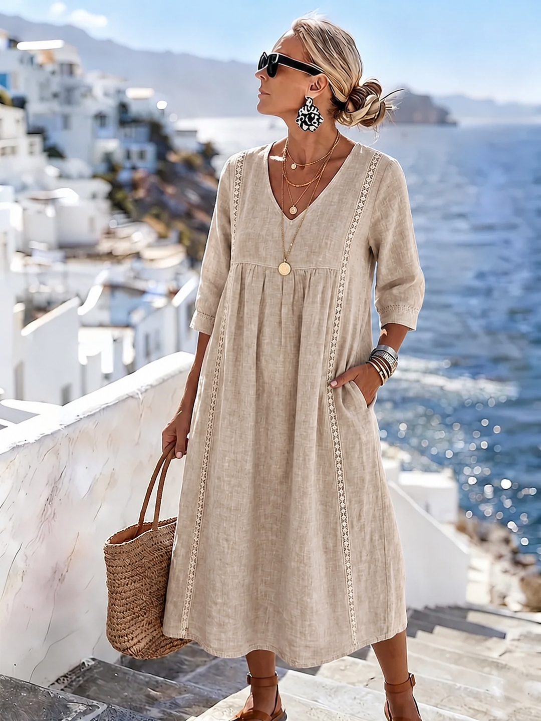 Helena - Robe en dentelle patchwork décontractée et ample