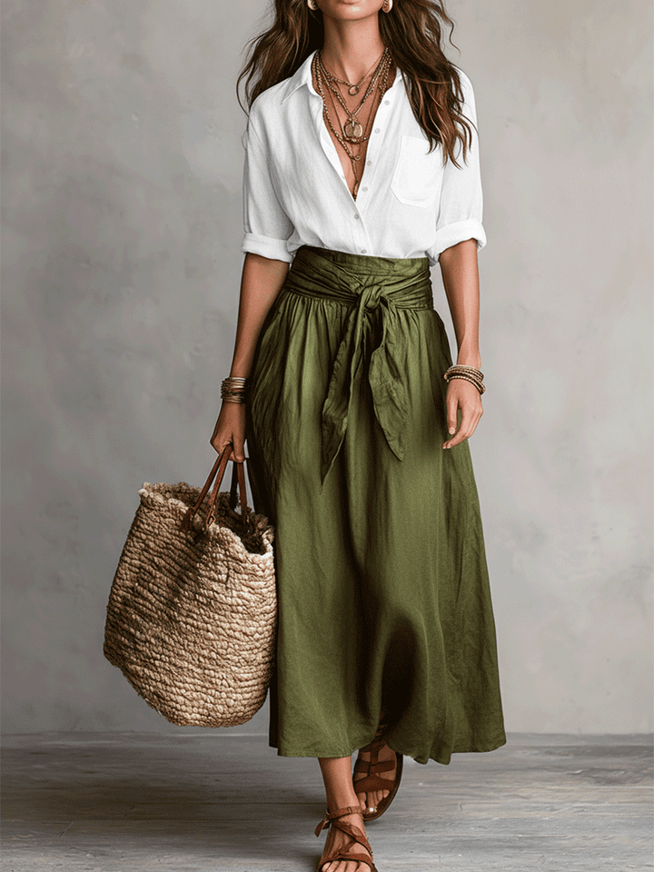 Estella - Ensemble élégant de blouse et jupe midi