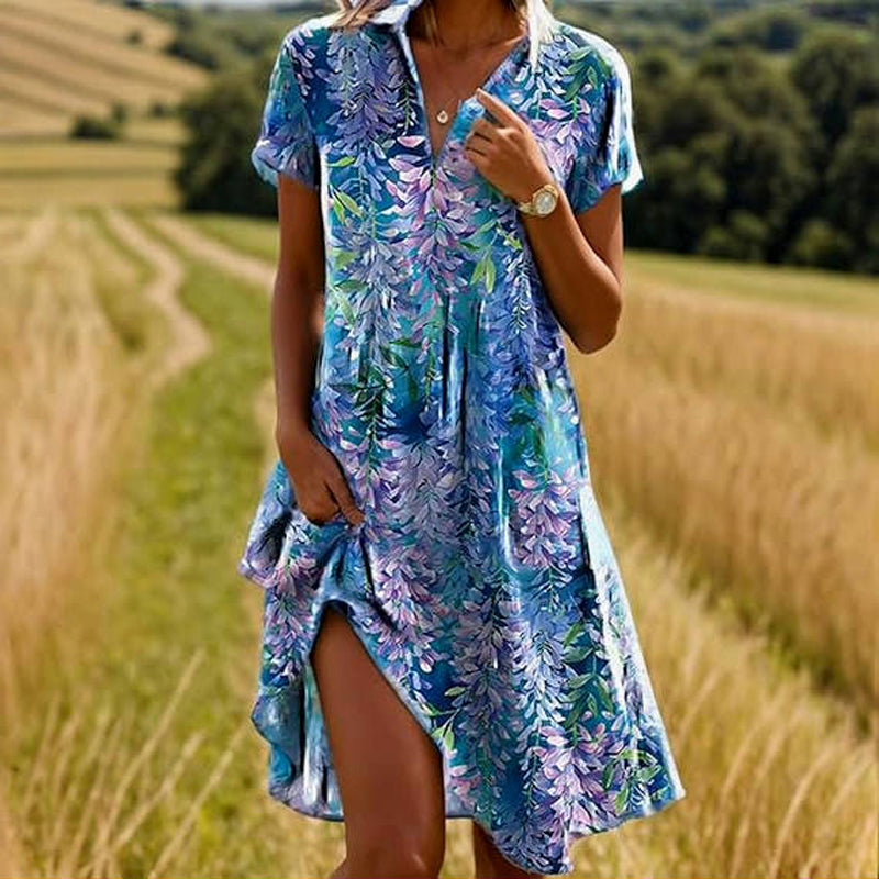 Vintage Leaf Print Dress