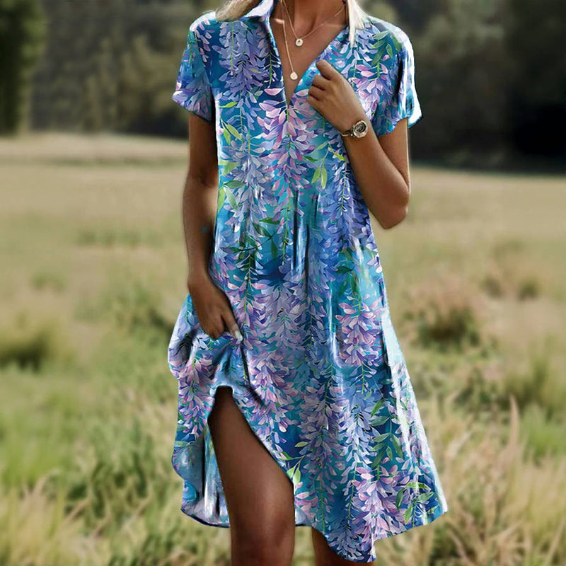 Vintage Leaf Print Dress
