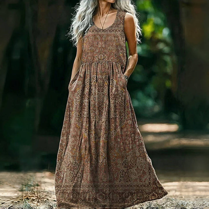 Vintage Ethnic Print Dress