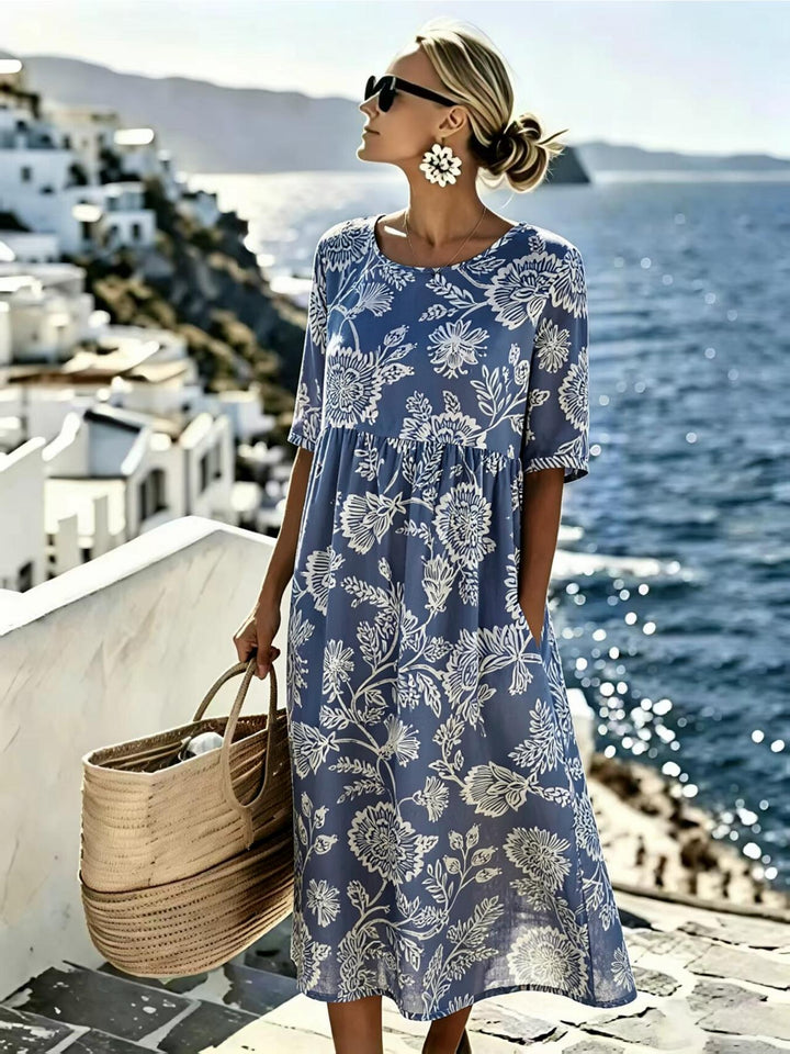 Evie™ - Robe Midi Élegante à Fleurs d&