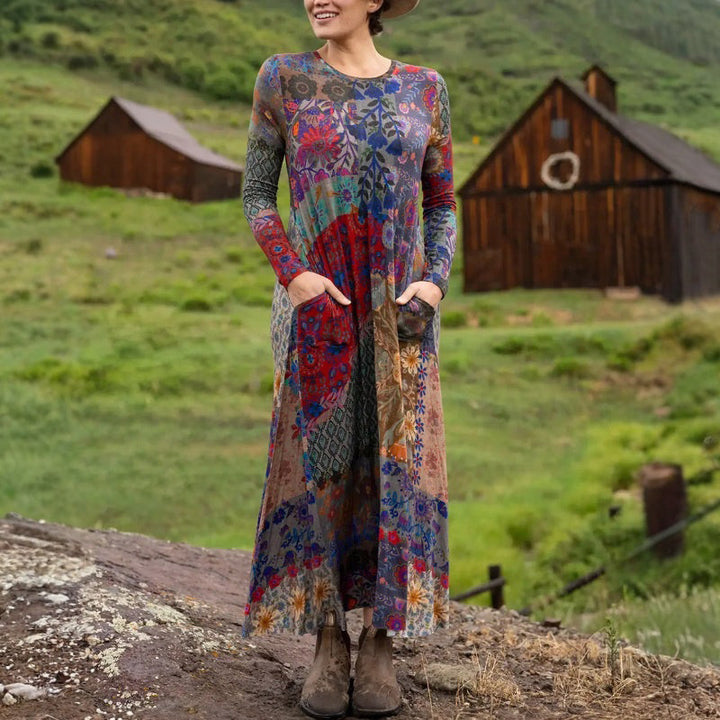 Vintage Floral Print Dress