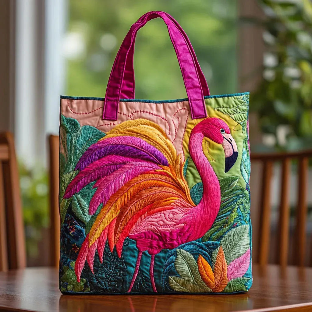 Sac Shopper Matelassé - Flamant Rose Arc-en-Ciel