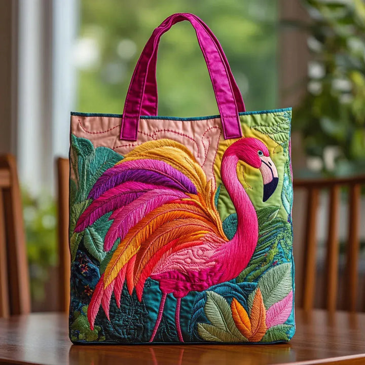 Sac Shopper Matelassé - Flamant Rose Arc-en-Ciel
