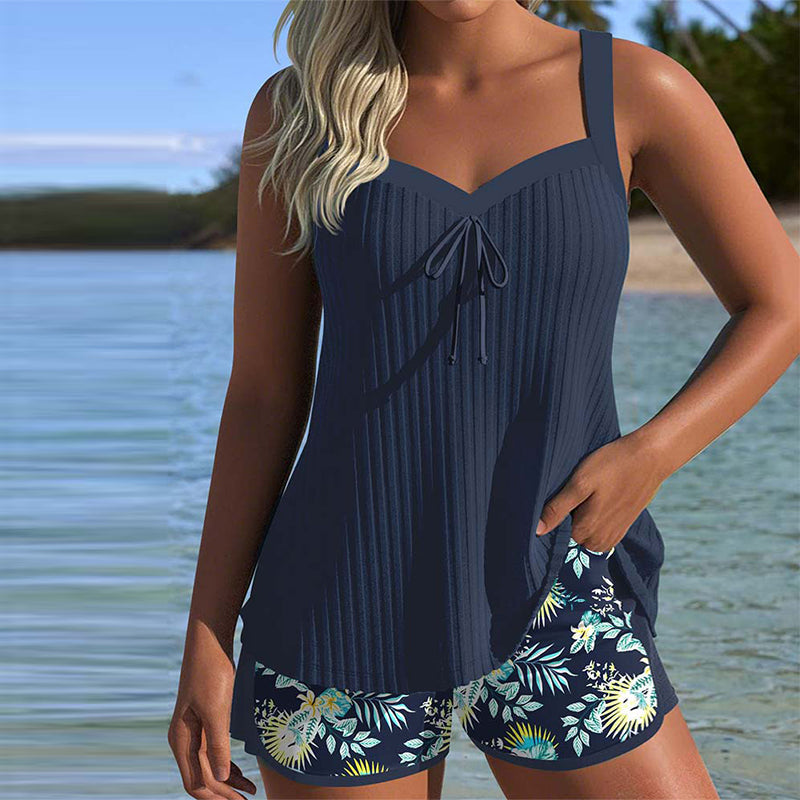 Lana - Striped Tankini with Beach Shorts, Two-Piece