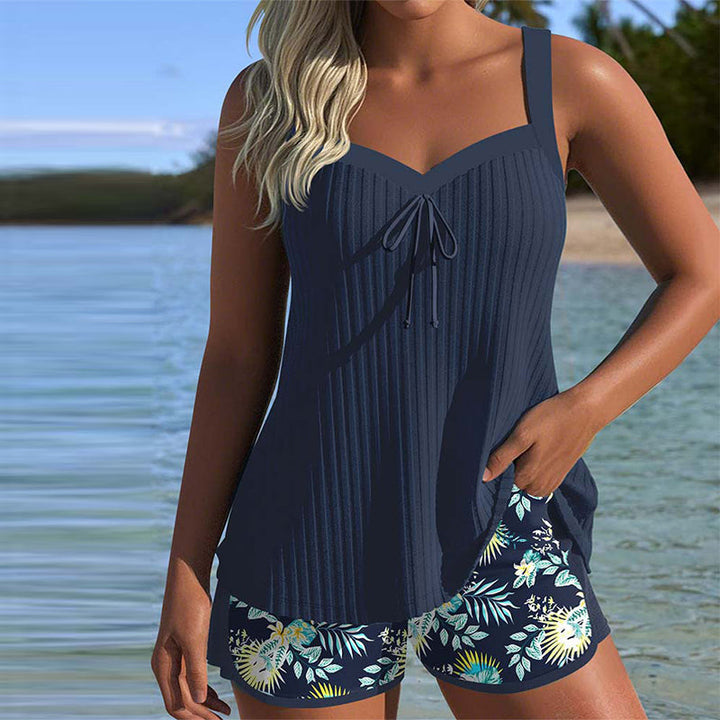 Lana - Striped Tankini with Beach Shorts, Two-Piece