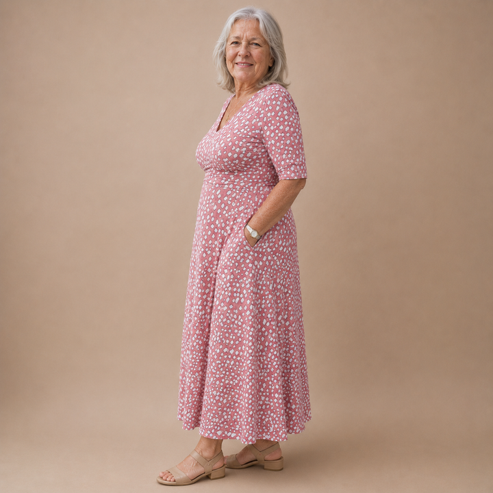 Corina – Robe Midi à Pois Élégante