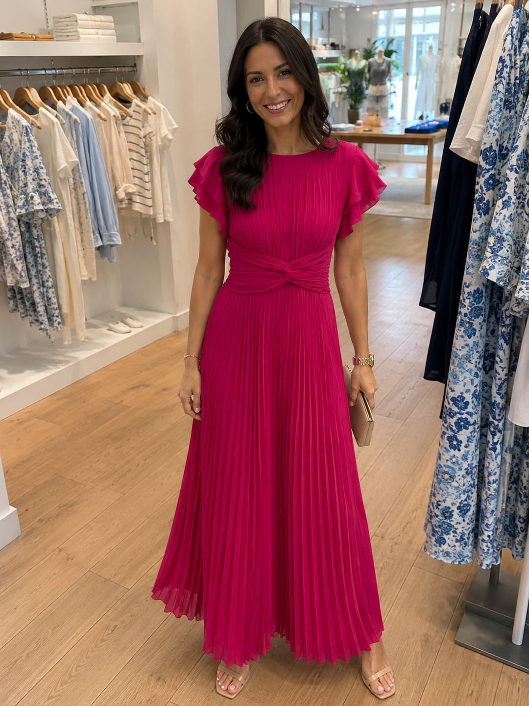 SERAPHINA | Robe Maxi Plissée Élégante avec Taille Torsadée
