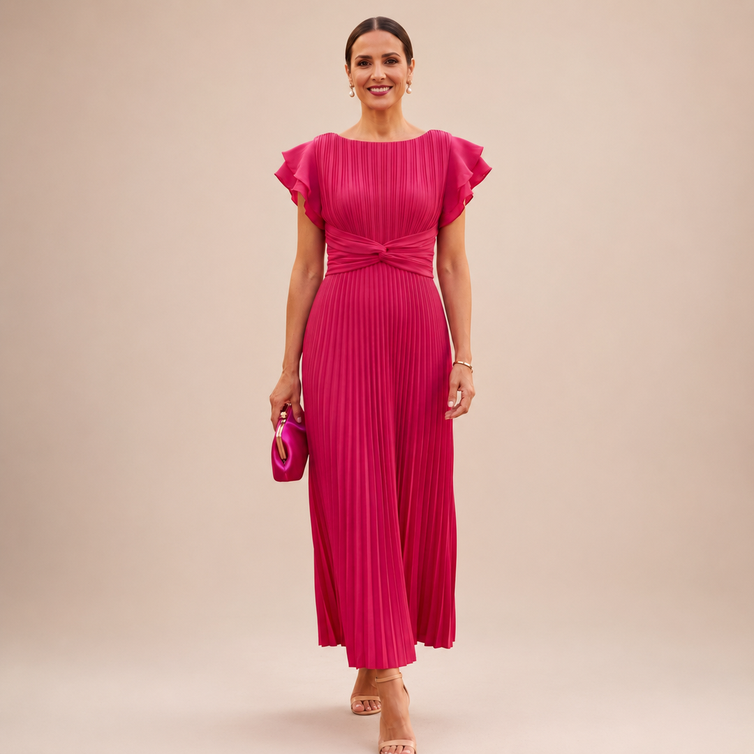 SERAPHINA | Robe Maxi Plissée Élégante avec Taille Torsadée