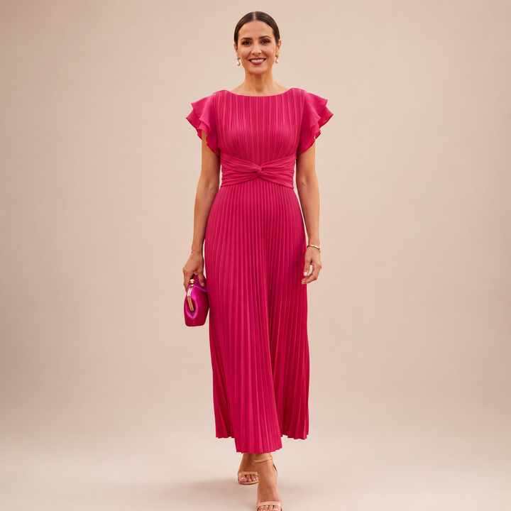 SERAPHINA | Robe Maxi Plissée Élégante avec Taille Torsadée