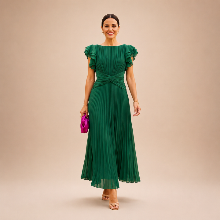 SERAPHINA | Robe Maxi Plissée Élégante avec Taille Torsadée