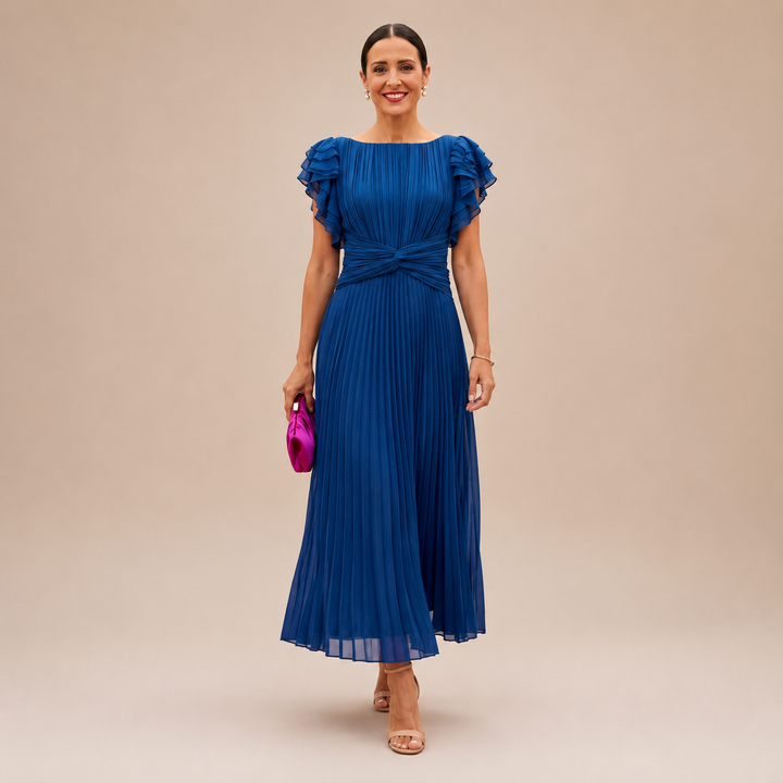 SERAPHINA | Robe Maxi Plissée Élégante avec Taille Torsadée