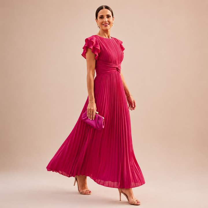 SERAPHINA | Robe Maxi Plissée Élégante avec Taille Torsadée