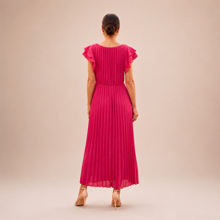 SERAPHINA | Robe Maxi Plissée Élégante avec Taille Torsadée