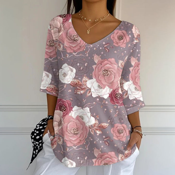 Vintage Floral Print Blouse