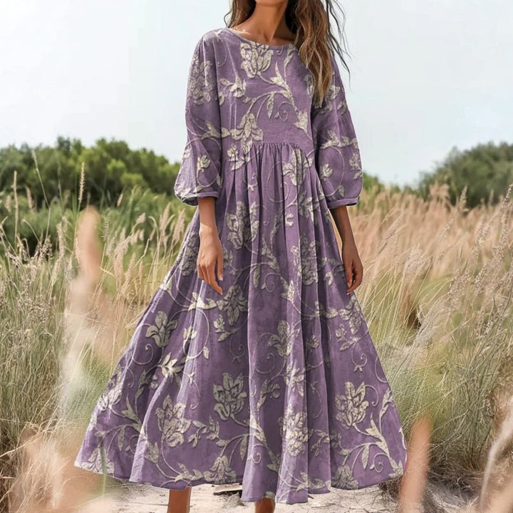 【Long Sleeve】Vintage Floral Print Dress