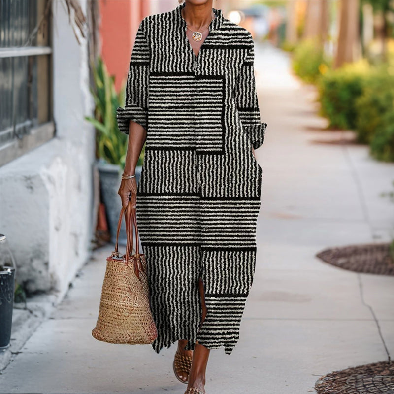 【Long Sleeve】Casual Striped Dress