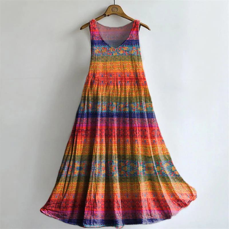 Vintage Ethnic Print Dress
